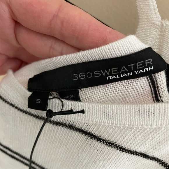 360 SWEATER Italian Yarn Striped Racer Back  100% Linen MIDI Dress - Picture 4 of 8